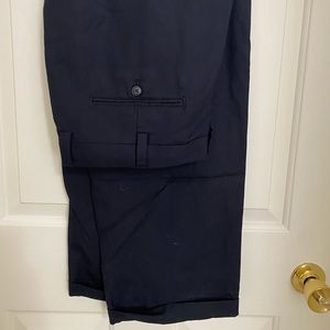 L.L. Bean Dress Pants Mens Size 38W, Blue, Flat front, 100% Wool